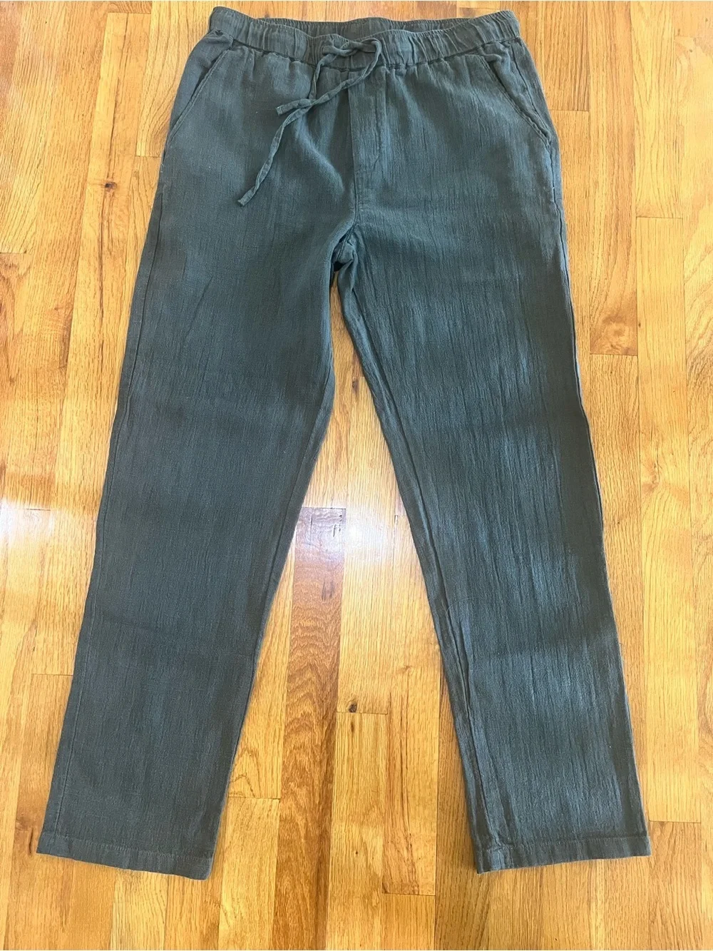 NWT Men's Military Green Ramie Cotton Blend  Casual Textured Pants XL Resortwear
